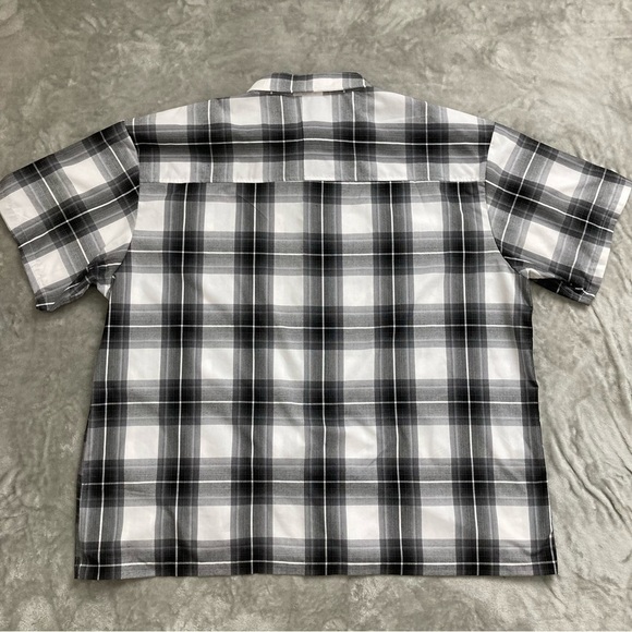 Yago Black & White Plaid Short Sleeve Button Down Shirt with Pocket Big Size 4XL - Picture 6 of 9